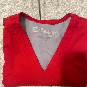 Red scrub top